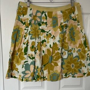 Smart Set Floral A-Line Skirt - Green and Cream
